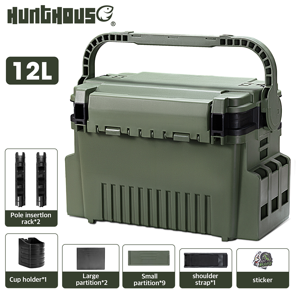 Fishing Kayak Crate - Hunthouse 12L Large Fishing Tackle Box