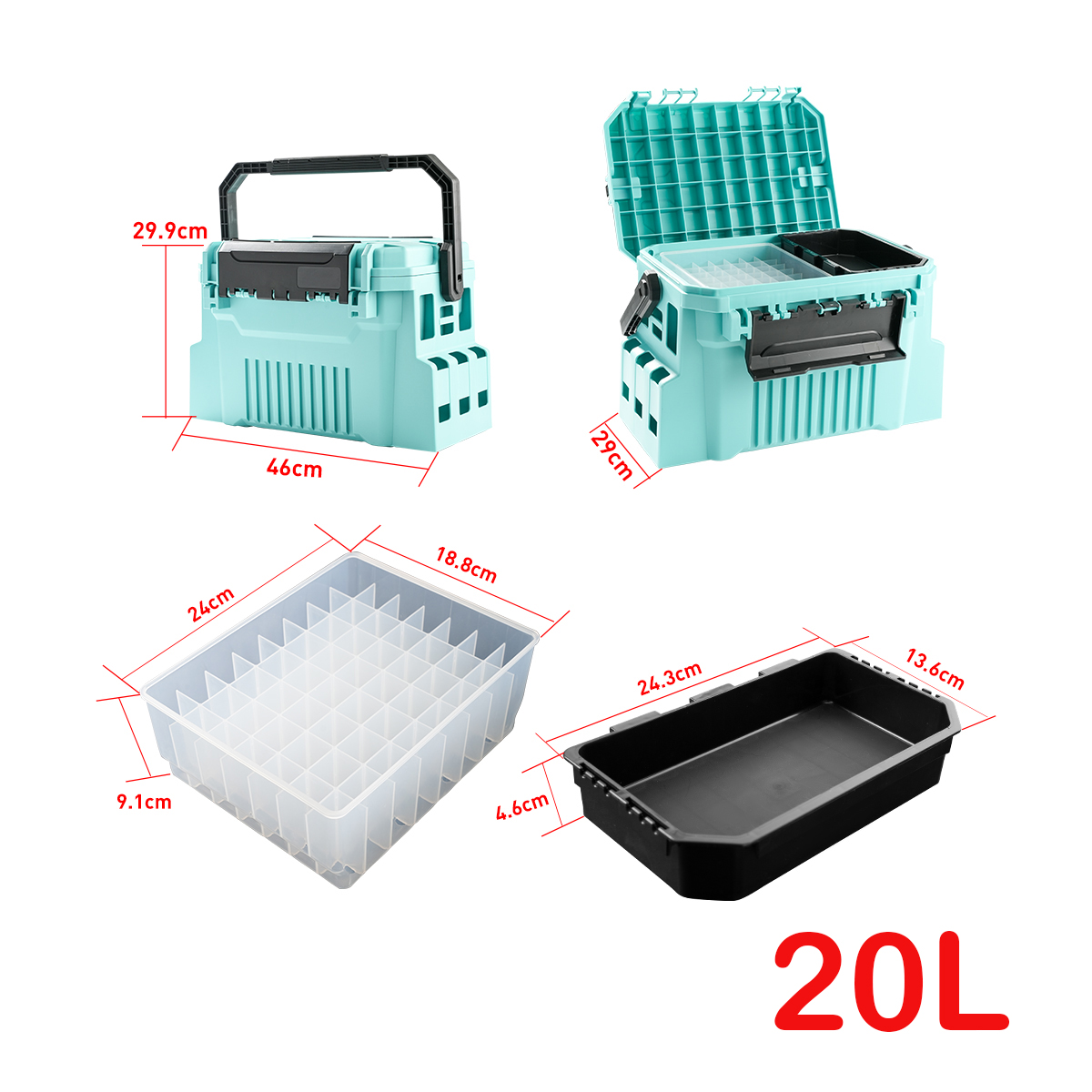 20L FIshing tackle box with eg - Fishing Kayak Crate recensione e prezzo