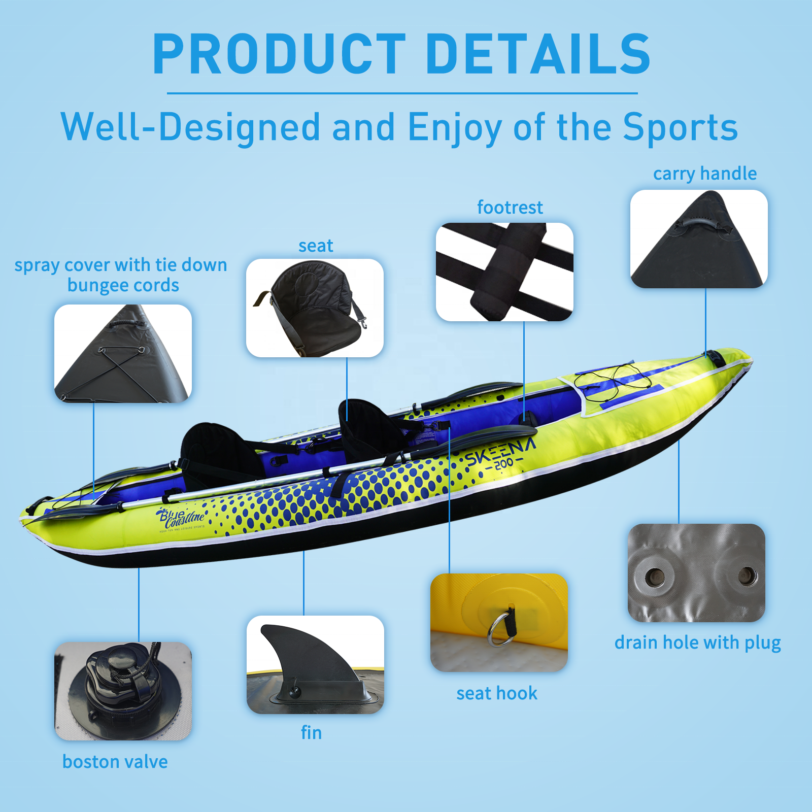 Adult Inflatable Fishing Canoe - Fishing Kayak Paddle recensione e prezzo